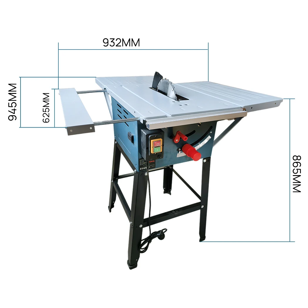 PORIYA Electric Table Saw 2000W 254mm Corded 10" Portable Bevel Adjustment