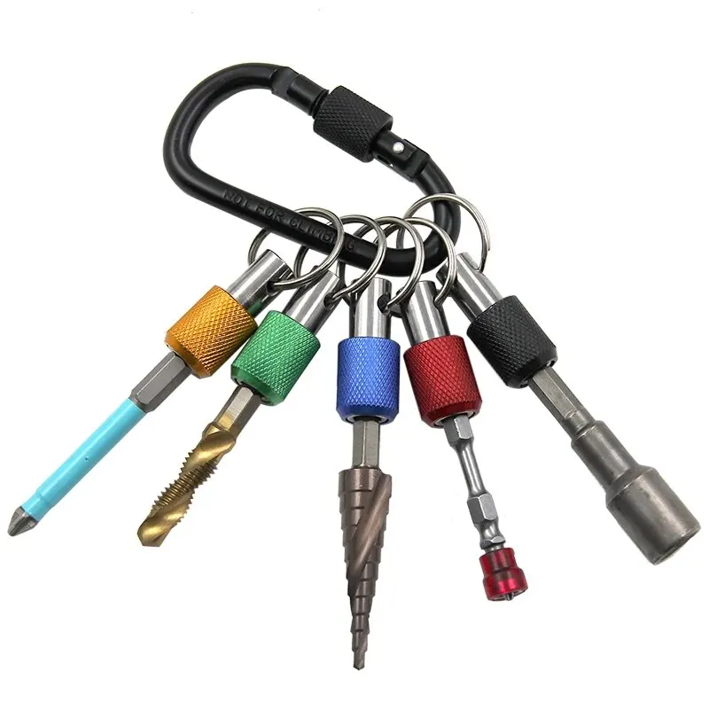 5pc Color Keychain Quick Change Extension Rod 1/4 Hexagonal Handle Screwdriver Head Quick Release Sleeve Conversion Rod Tool Set