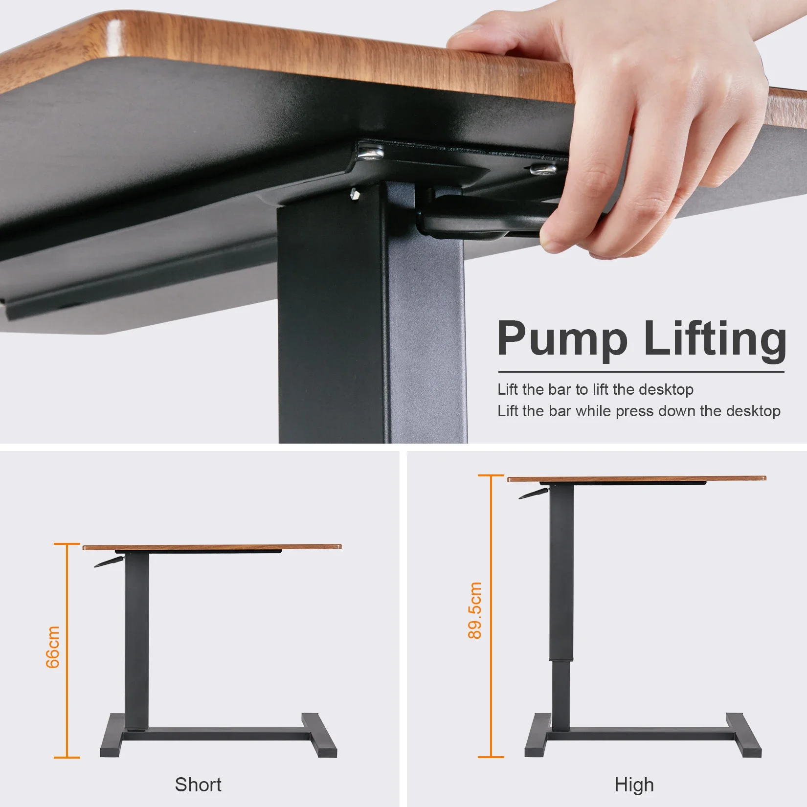 Adjustable Height Overbed Table with Hidden Wheels - Mobile Bedside Desk for Laptop, Hospital Bed, Sofa & Home Use