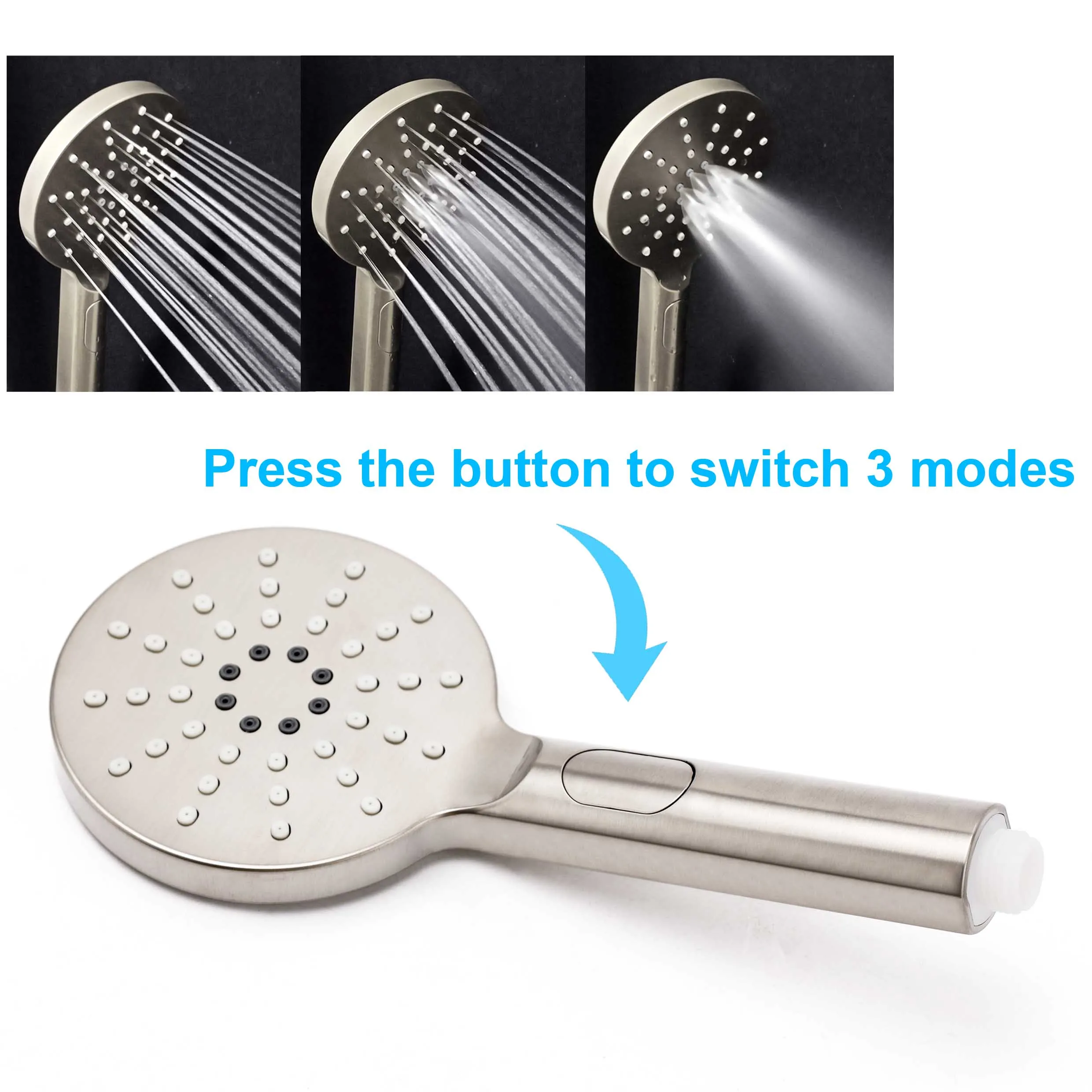 **Sydney Stock** KYLINS Round 8/10/12" Rain Shower Head Hand Held 2 in 1 Gooseneck Wall Arm Set Brushed Nickel WELS WATERMARK