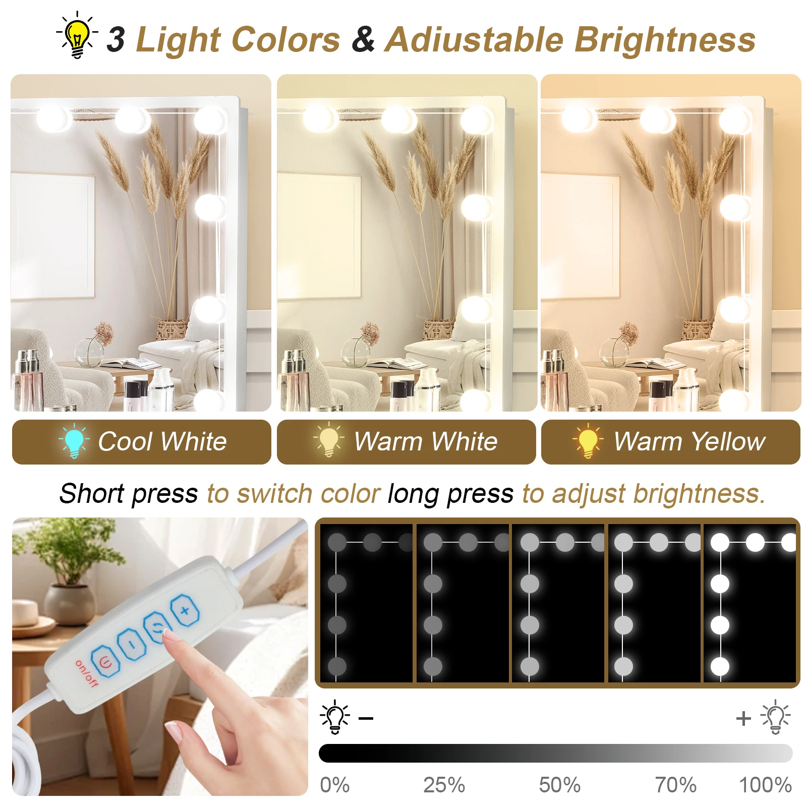 Dressing Table With Sliding Mirror And Lighting Bedroom Dressing Table LED Makeup Mirror Stool Set 10 Bulbs Vanity Desk White