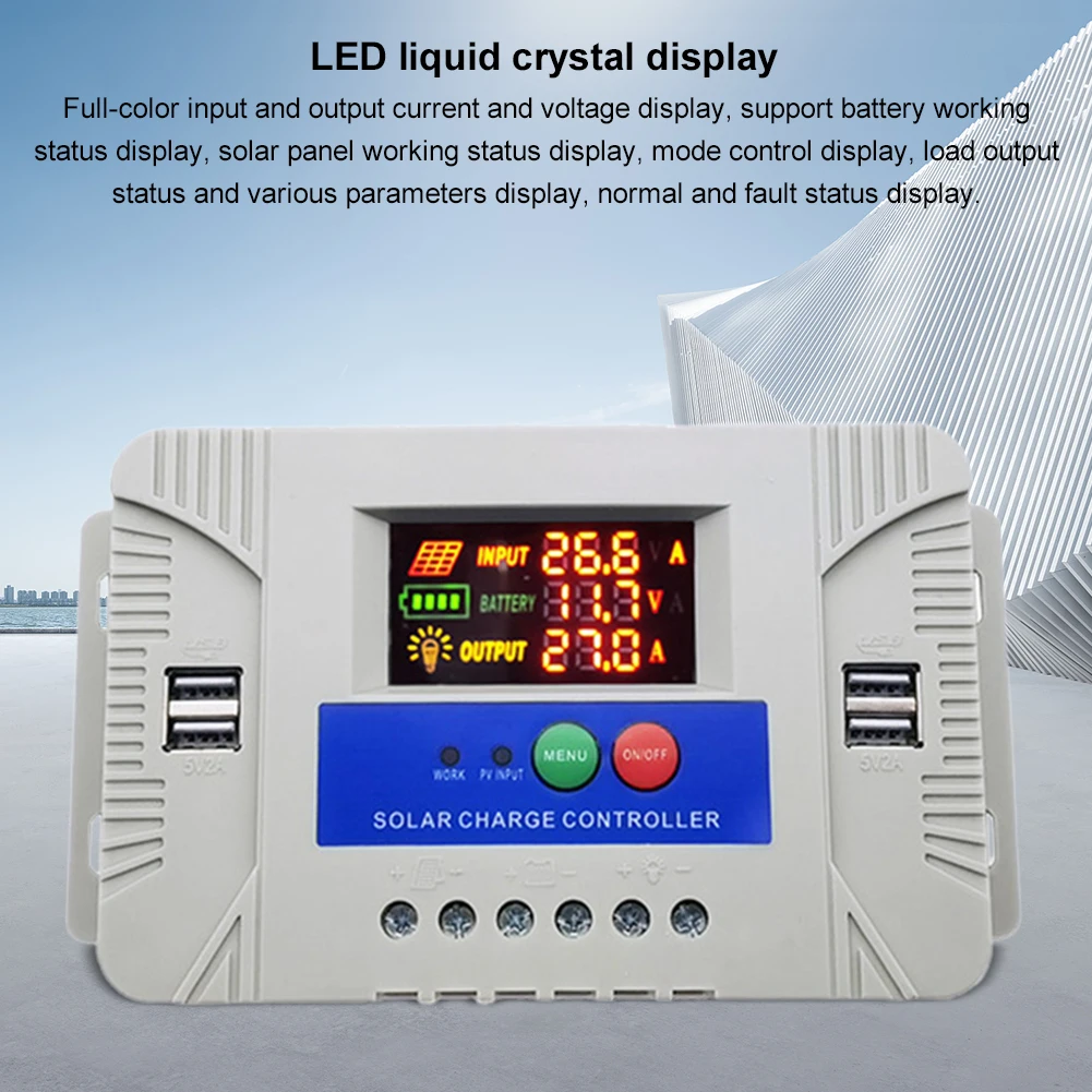 12V 24V Solar Charge Controller Solar Regulator for Lithium Lead-Acid(White 30A)