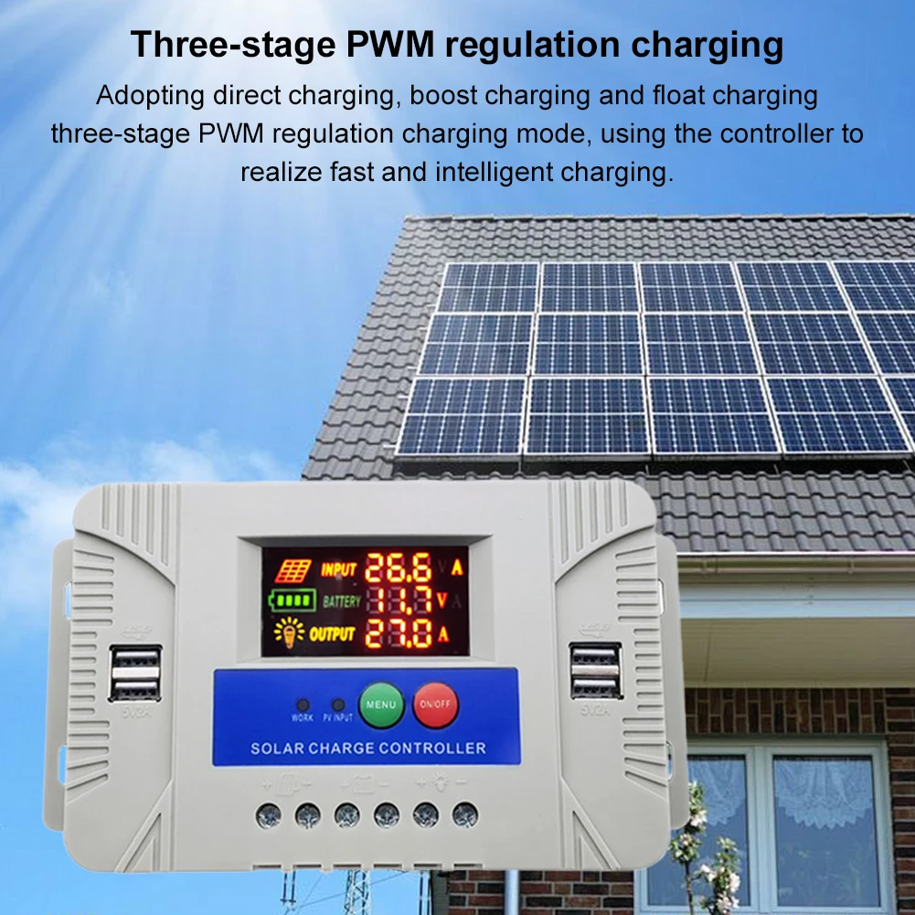 12V 24V Solar Charge Controller Solar Regulator for Lithium Lead-Acid(White 30A)