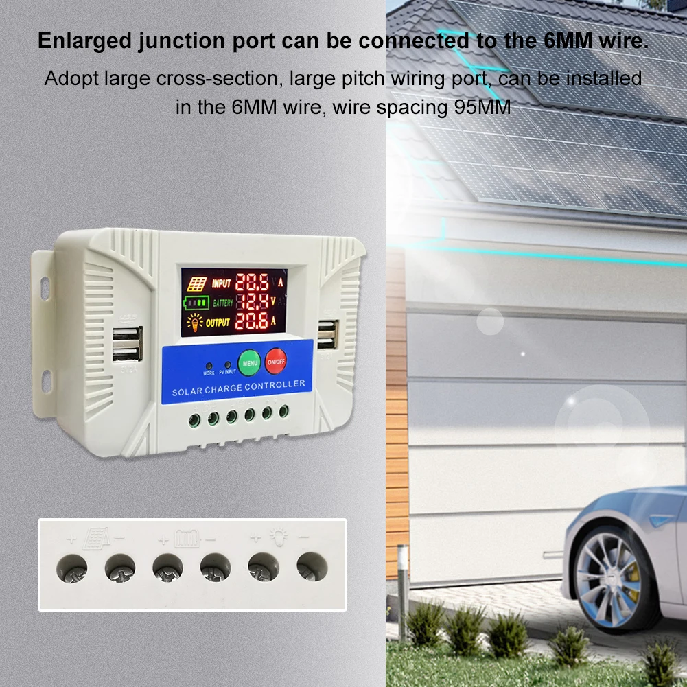 12V 24V Solar Charge Controller Solar Regulator for Lithium Lead-Acid(White 30A)