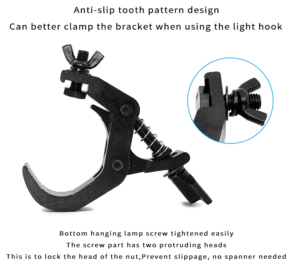 20Pcs/Lots Durable Heavy Duty Hooks 150kg 40-60mm Aluminum Alloy Clamp Bracket Stage Light Hook Light Clamp Holder Truss