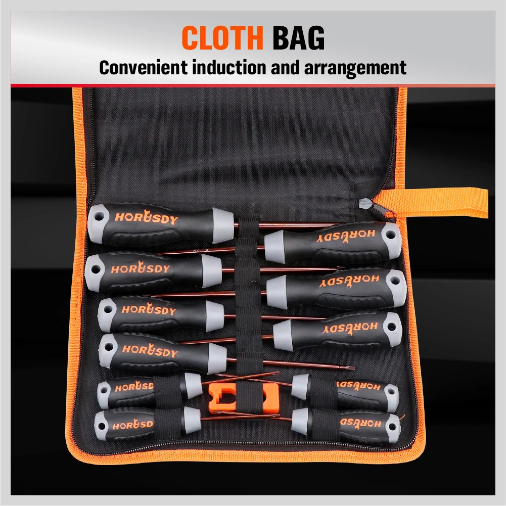 HORUSDY 12Pc Magnetic Torx Screwdriver Set Star Key Tamper Proof S2 Steel T6-T40 W/t Bag