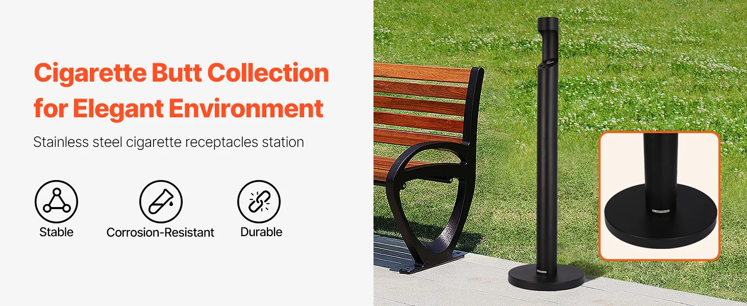 SucceBuy Cigarette Butt Receptacle Weatherproof Outdoor Cigarette Butt Disposal Container for Garden Office Restaurant Bar Hotel