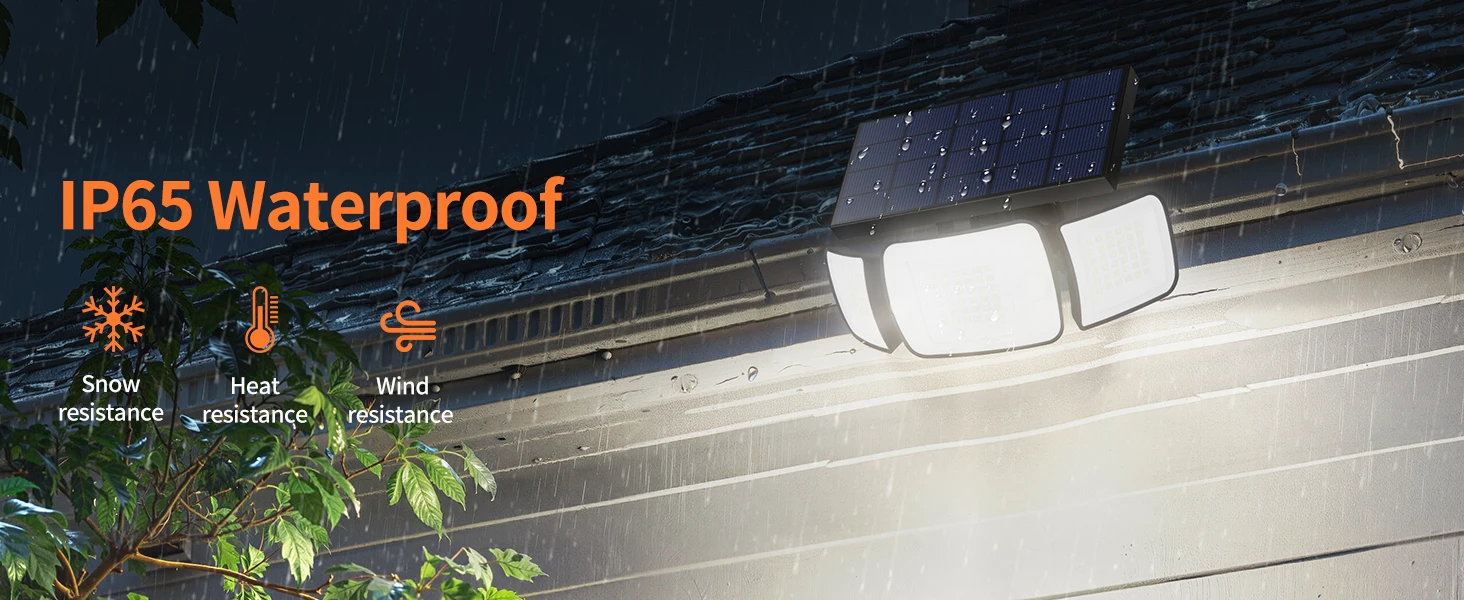Intelamp Long Battery Life 6000mah Outdoor Solar Lights Security Flood Wall Lights Spotlight With Larger Solar Panel Faster Charging Two Motion Sensors Detect Longer&Wider For Garden Yard Garage