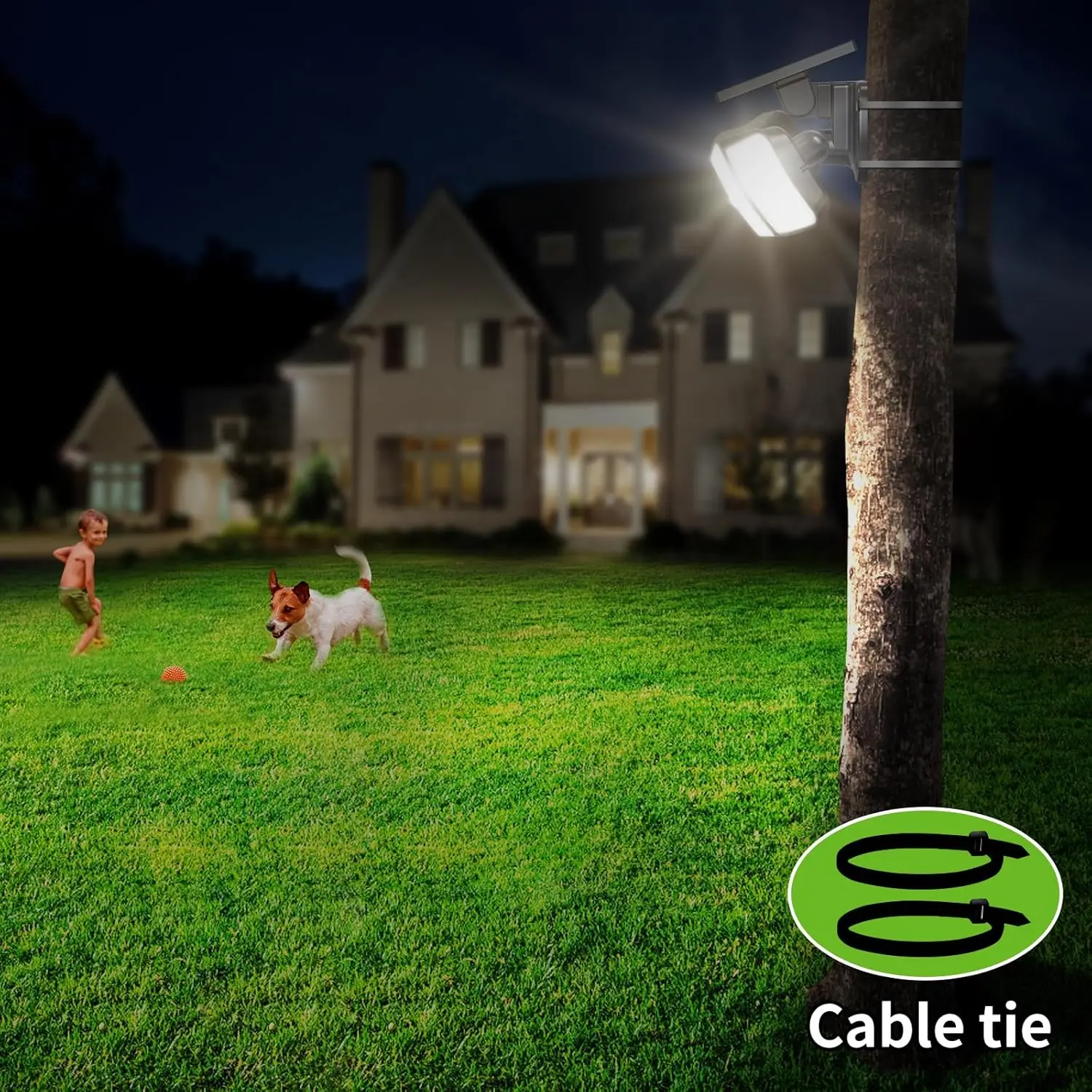 Intelamp Long Battery Life 6000mah Outdoor Solar Lights Security Flood Wall Lights Spotlight With Larger Solar Panel Faster Charging Two Motion Sensors Detect Longer&Wider For Garden Yard Garage