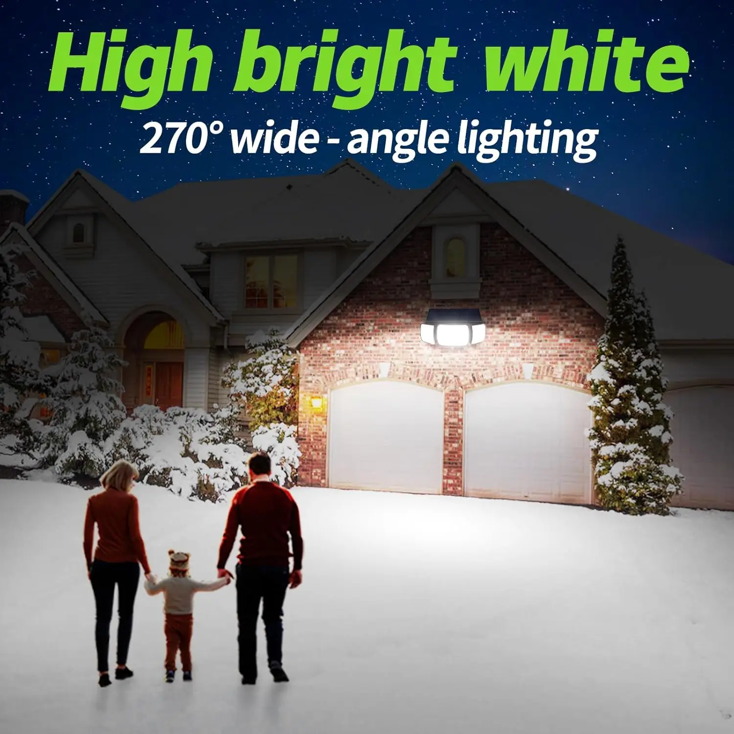 Intelamp Long Battery Life 6000mah Outdoor Solar Lights Security Flood Wall Lights Spotlight With Larger Solar Panel Faster Charging Two Motion Sensors Detect Longer&Wider For Garden Yard Garage