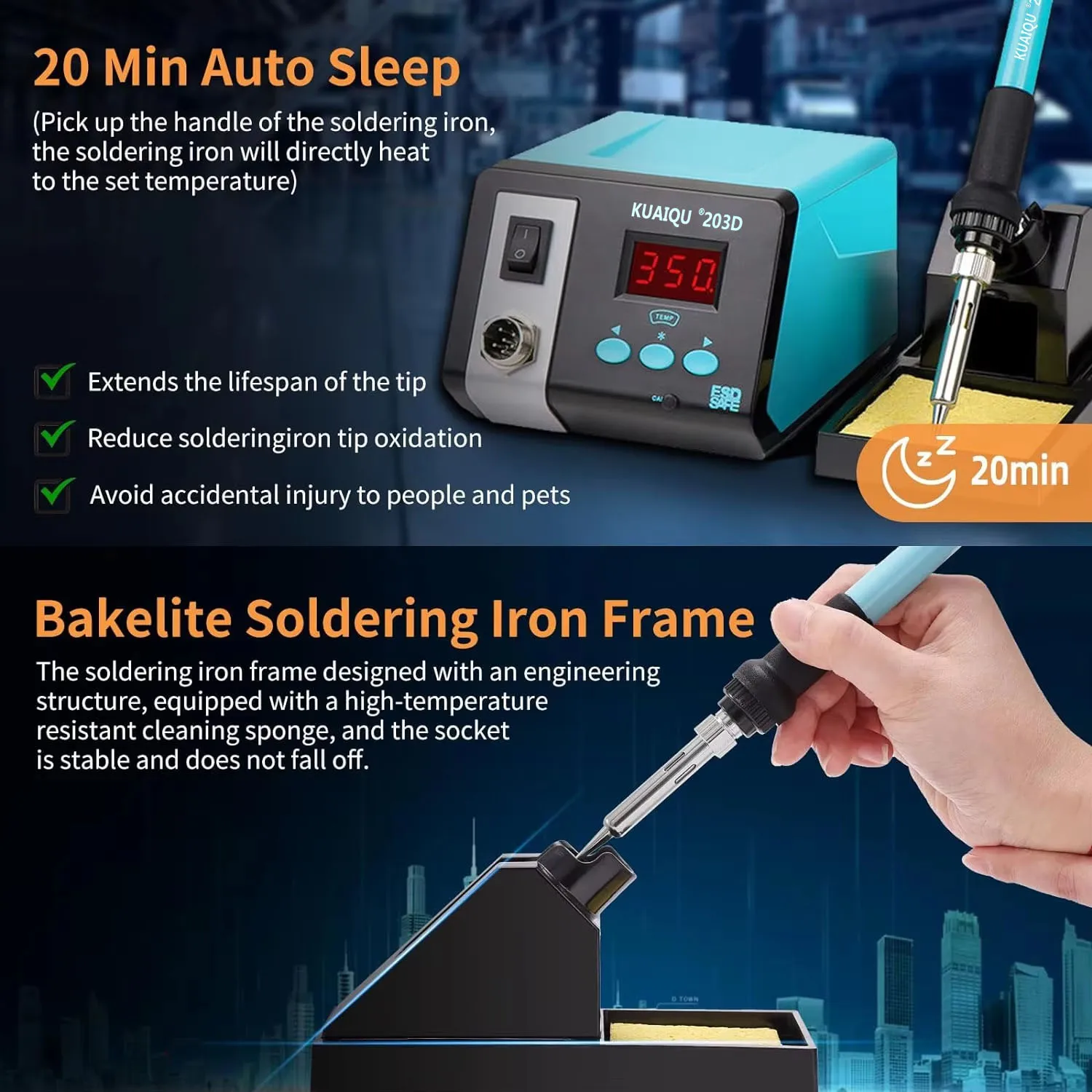 KUAIQU 75W Knob/Digital Display Soldering Station 200~480°C Adjustable Soldering Iron 392~896°F Welding Tools For Phone PCB