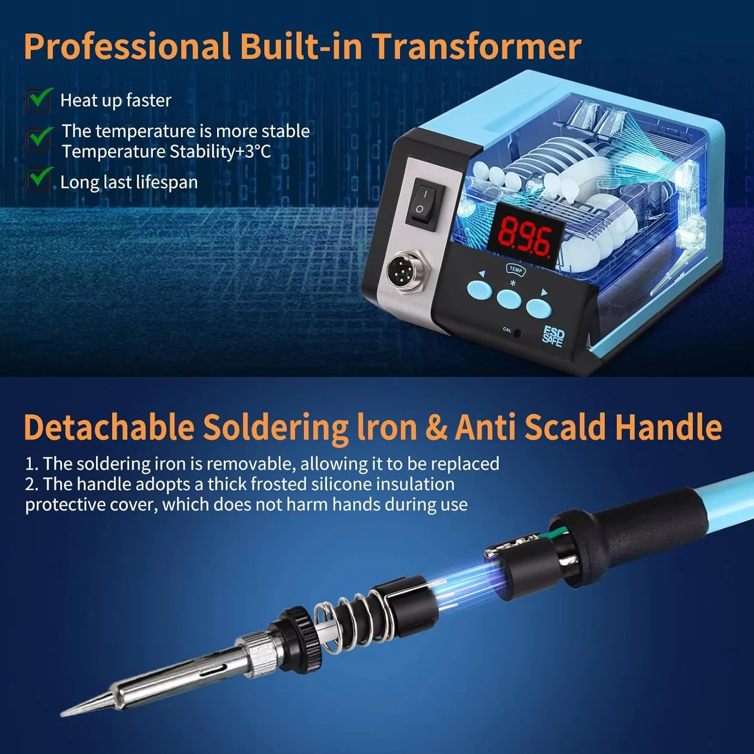 KUAIQU 75W Knob/Digital Display Soldering Station 200~480°C Adjustable Soldering Iron 392~896°F Welding Tools For Phone PCB
