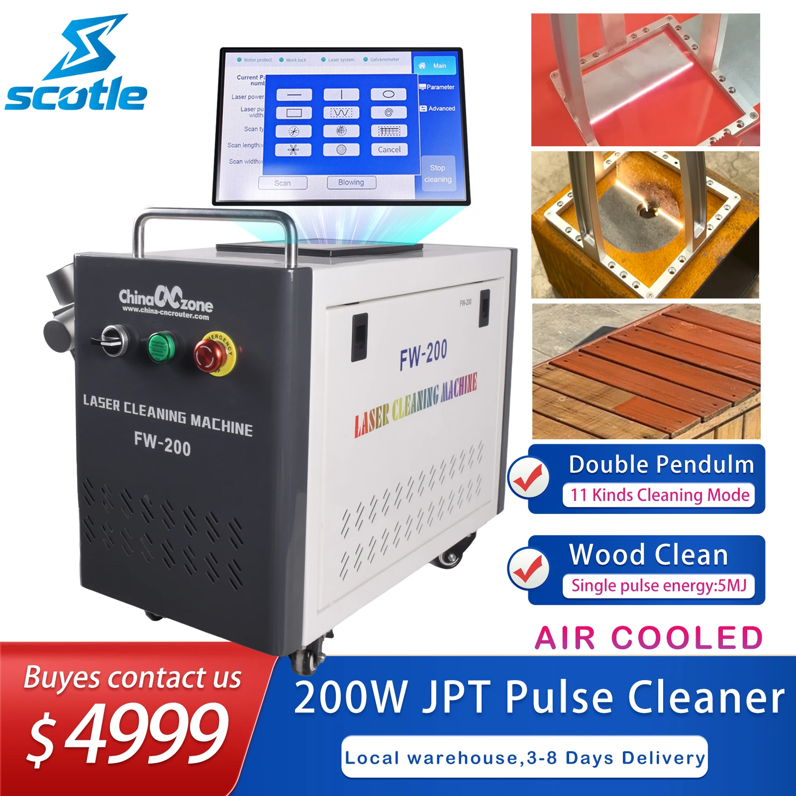 200W JPT Pulse Laser Cleaning Machine Wood Cleaning Pulse Cleaner 100W JPT For Rust Oil Paint Metal Wood Mode Cleaner Fast Ship