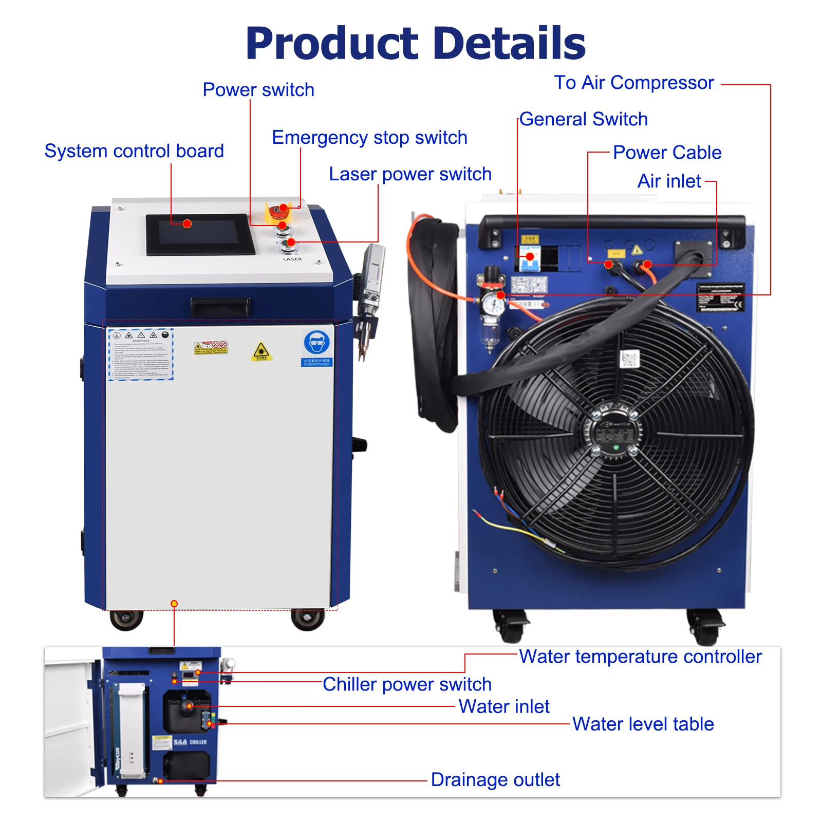 3000W Raycus 4 IN 1 Laser Welder SUP28T Laser Gun Handheld Laser Welding Cutting Cleaning Soldering Machine for Metal