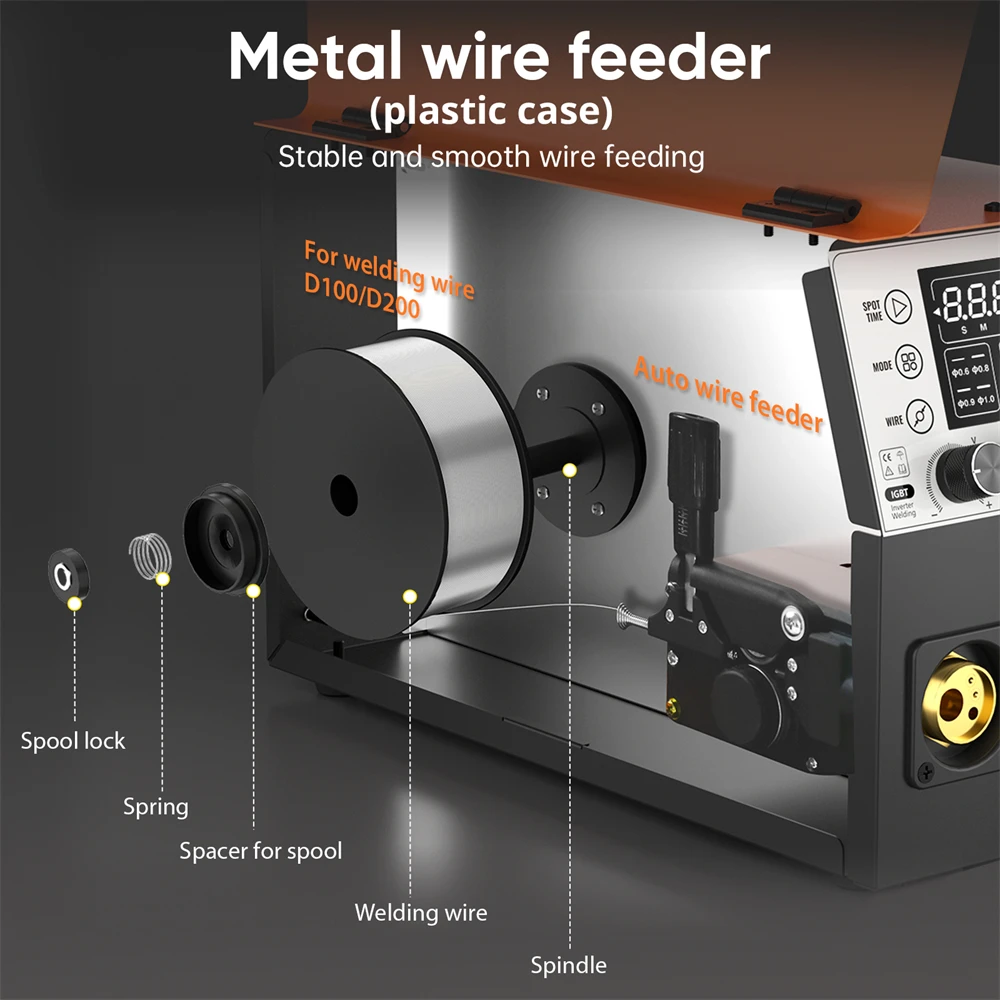 MIG Welder 5 in 1 HITBOX MIG250II Gas/Gasless MIG MMA Lift TIG Aluminum Pulse Digital Screen IGBT Inverter Welding Machine