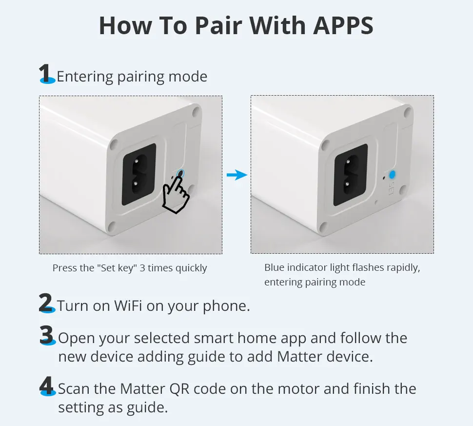 Zemismart Matter Over WiFi Electric Curtain Smart Motorized Track Kit Support HomeKit SmartThings Alexa Google Home APP Control