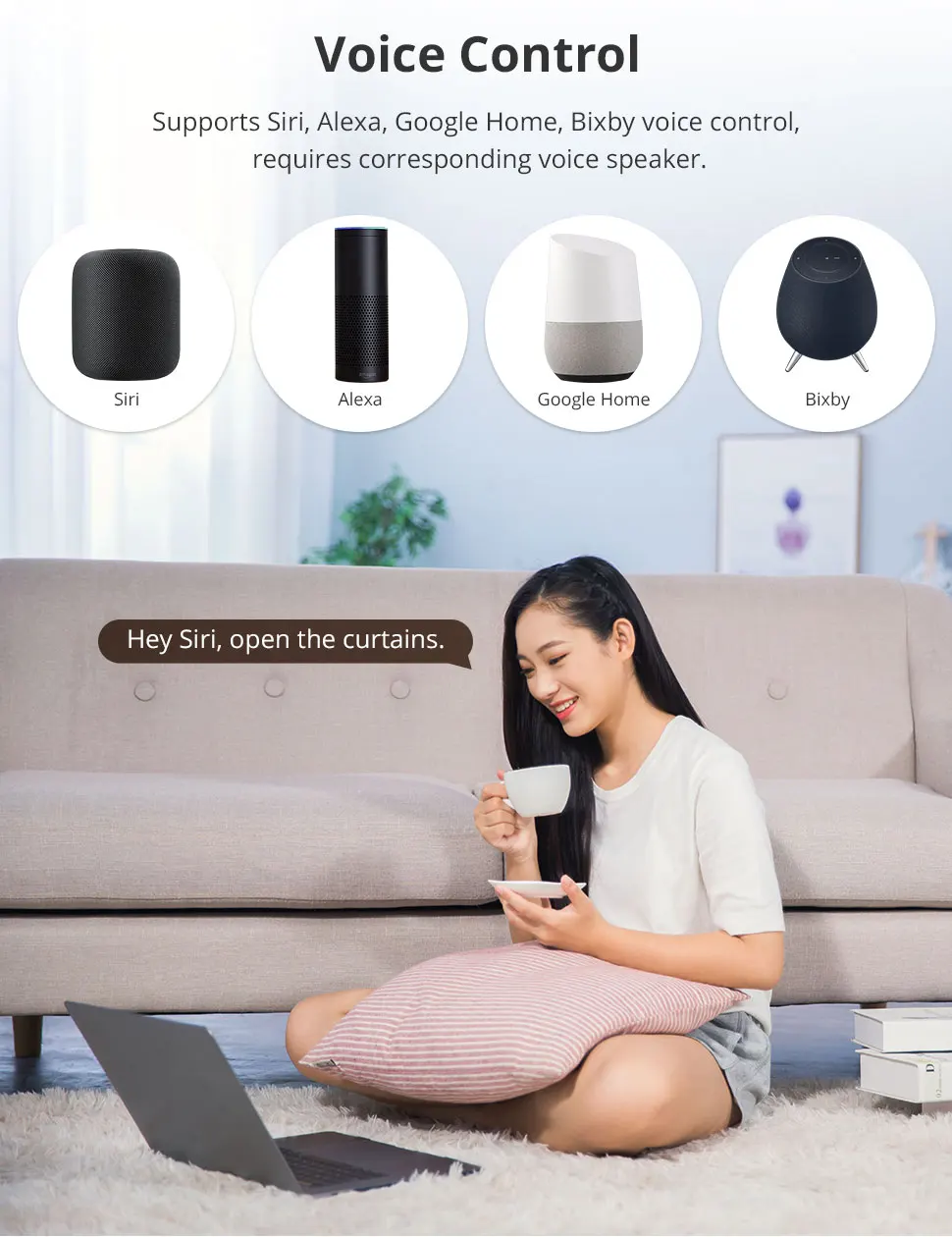Zemismart Matter Over WiFi Electric Curtain Smart Motorized Track Kit Support HomeKit SmartThings Alexa Google Home APP Control