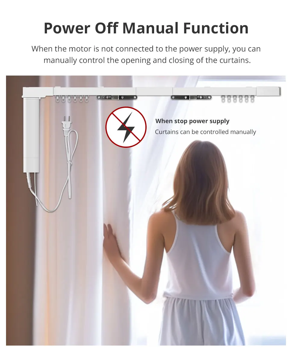 Zemismart Matter Over WiFi Electric Curtain Smart Motorized Track Kit Support HomeKit SmartThings Alexa Google Home APP Control