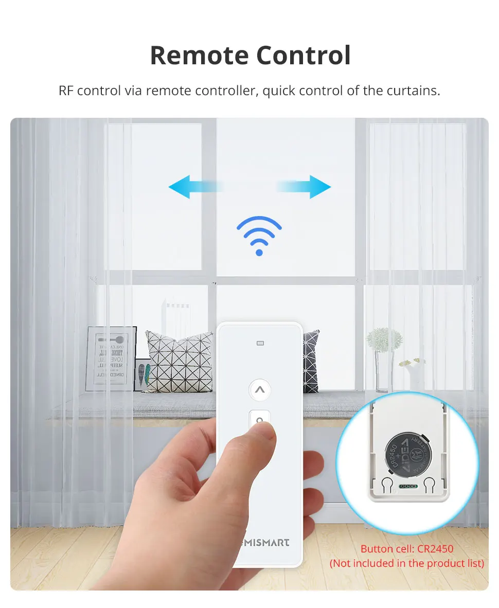 Zemismart Matter Over WiFi Electric Curtain Smart Motorized Track Kit Support HomeKit SmartThings Alexa Google Home APP Control