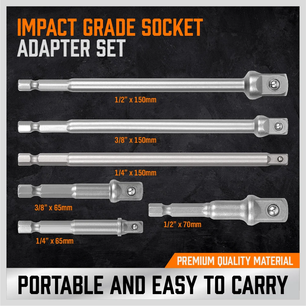 HORUSDY 6Pc Drill Socket Adapter Set Long Short Combination Extension Impact Nut Driver