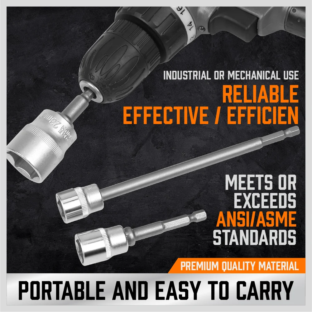 HORUSDY 6Pc Drill Socket Adapter Set Long Short Combination Extension Impact Nut Driver