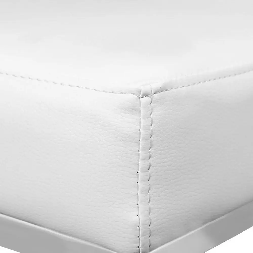 2x White Leather Padded Metal Bar Stools Modern Adjustable Counter Stools for Kitchen Dining Room Home Use