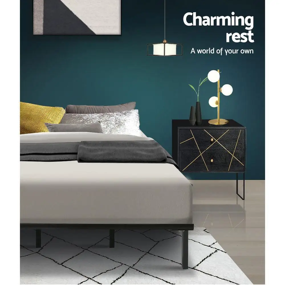 Queen Size Metal Platform Bed Frame Heavy Duty Steel Support No Box Spring Needed Bedroom Furniture