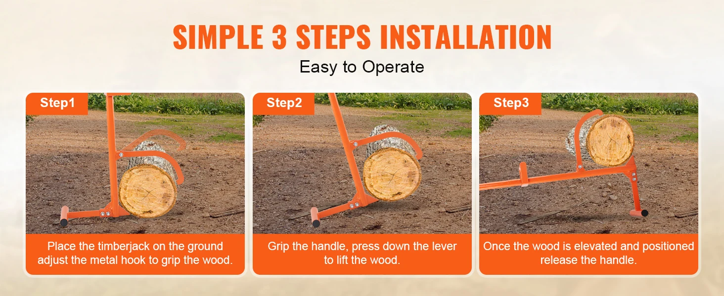 SucceBuy Timberjack 4-in-1 Heavy Duty Steel Log Lifter Multifunctional Log Roller Adjustable Cant Hook Log Jack for Rolling Logs