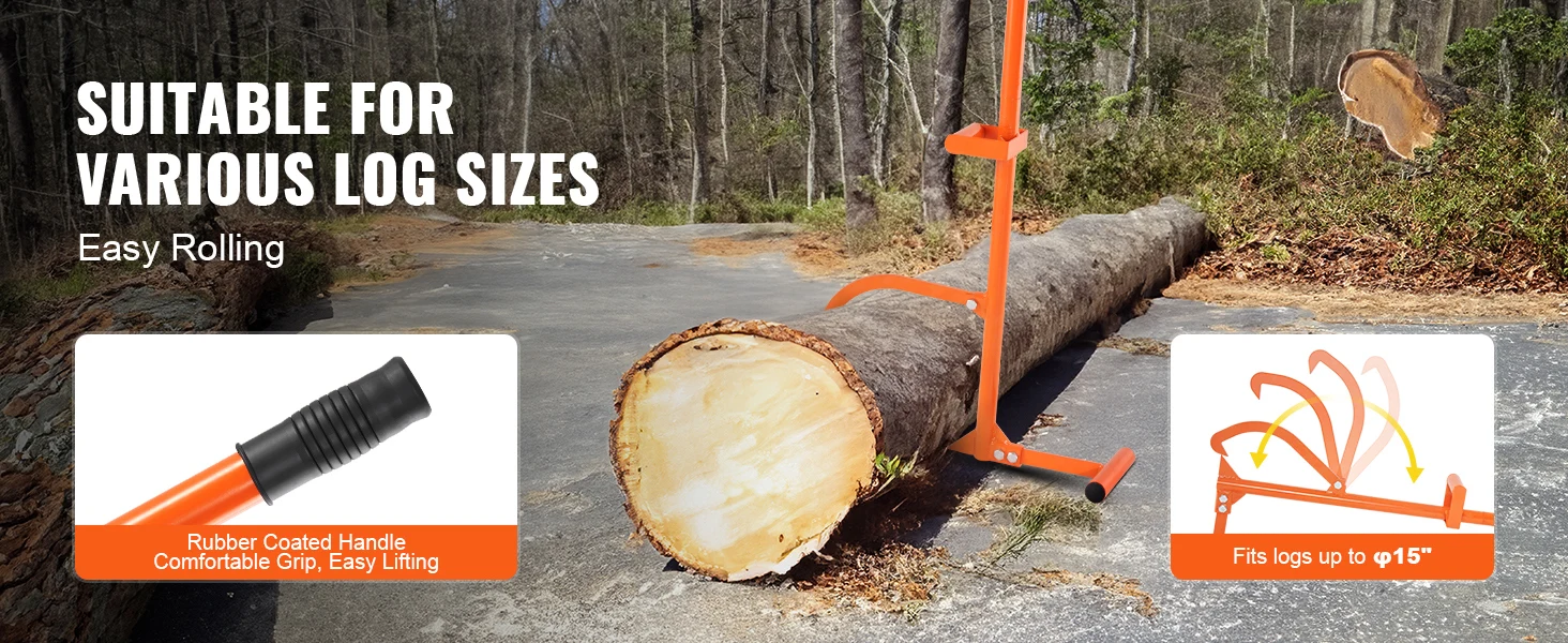 SucceBuy Timberjack 4-in-1 Heavy Duty Steel Log Lifter Multifunctional Log Roller Adjustable Cant Hook Log Jack for Rolling Logs