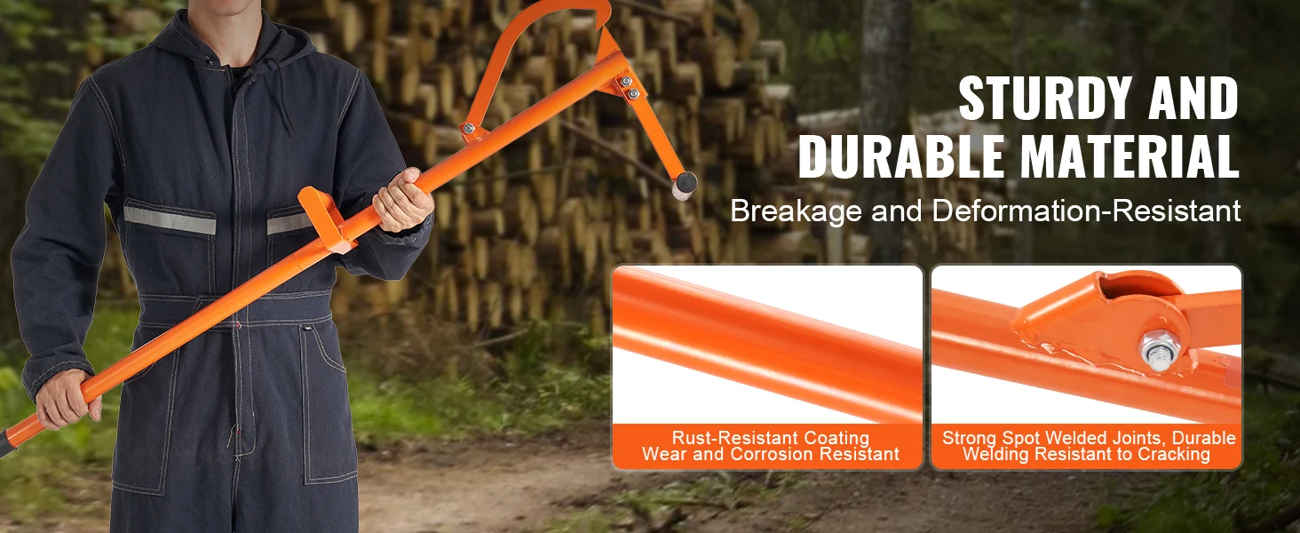 SucceBuy Timberjack 4-in-1 Heavy Duty Steel Log Lifter Multifunctional Log Roller Adjustable Cant Hook Log Jack for Rolling Logs