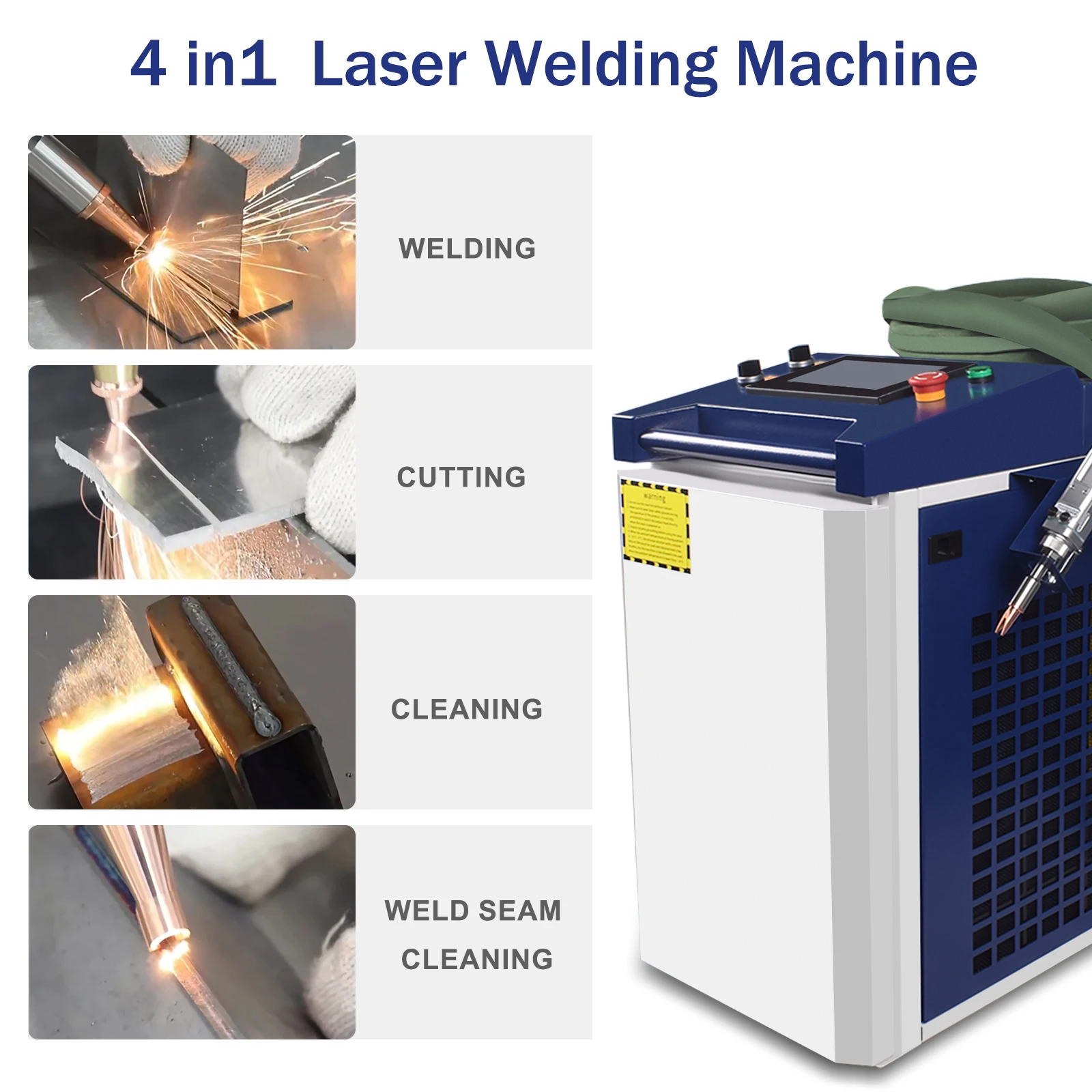 3000W Raycus Laser Welder with Dual Wire Feeder Machine 4 in 1 Laser Welding Cleaning Cutting Machine Handheld for Metal
