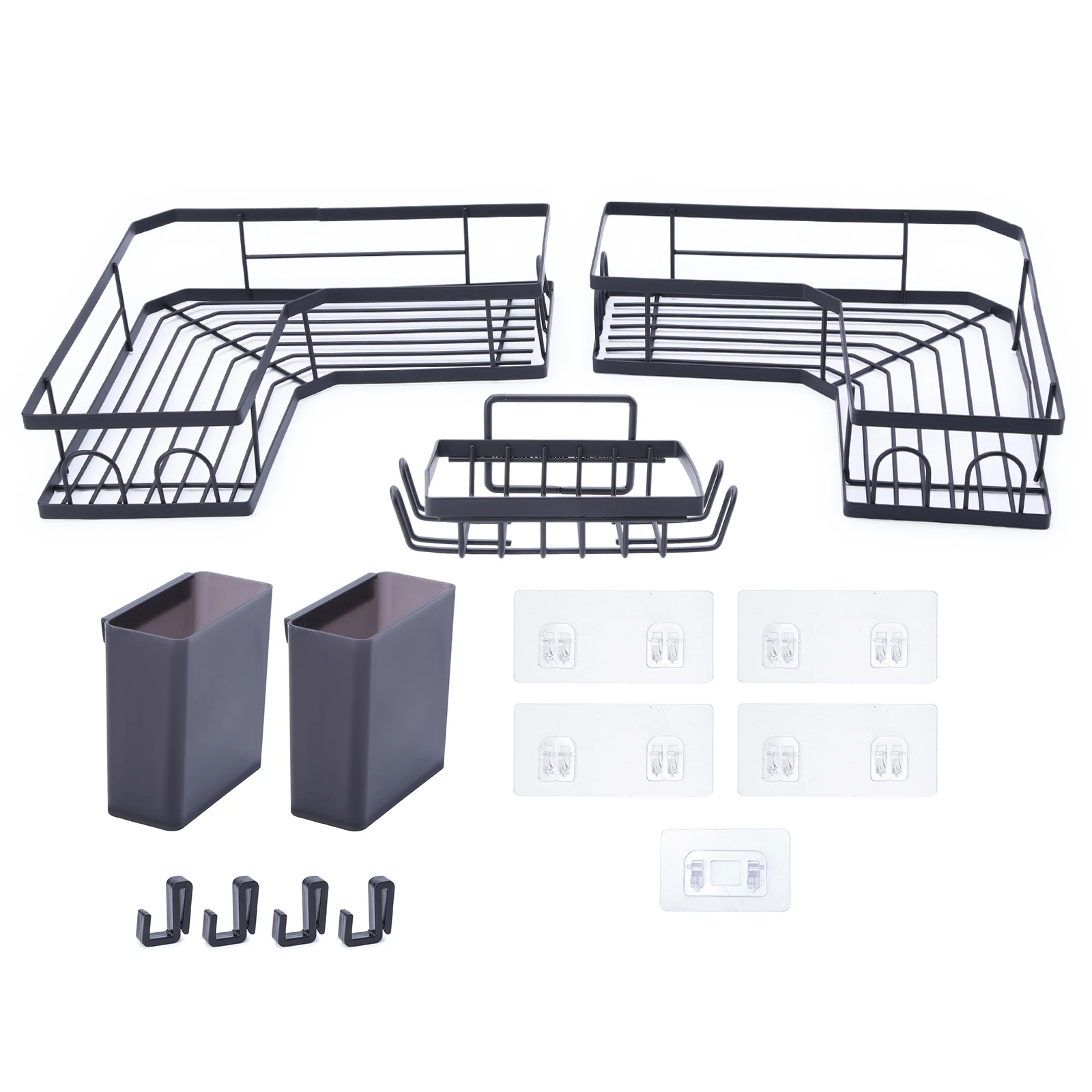 Shower Caddy Corner 3-Pack Adhesive Metal Shower Shelves with Soap Holder No Drilling Shower Organizer Corner for Dorm Renters Bathroom