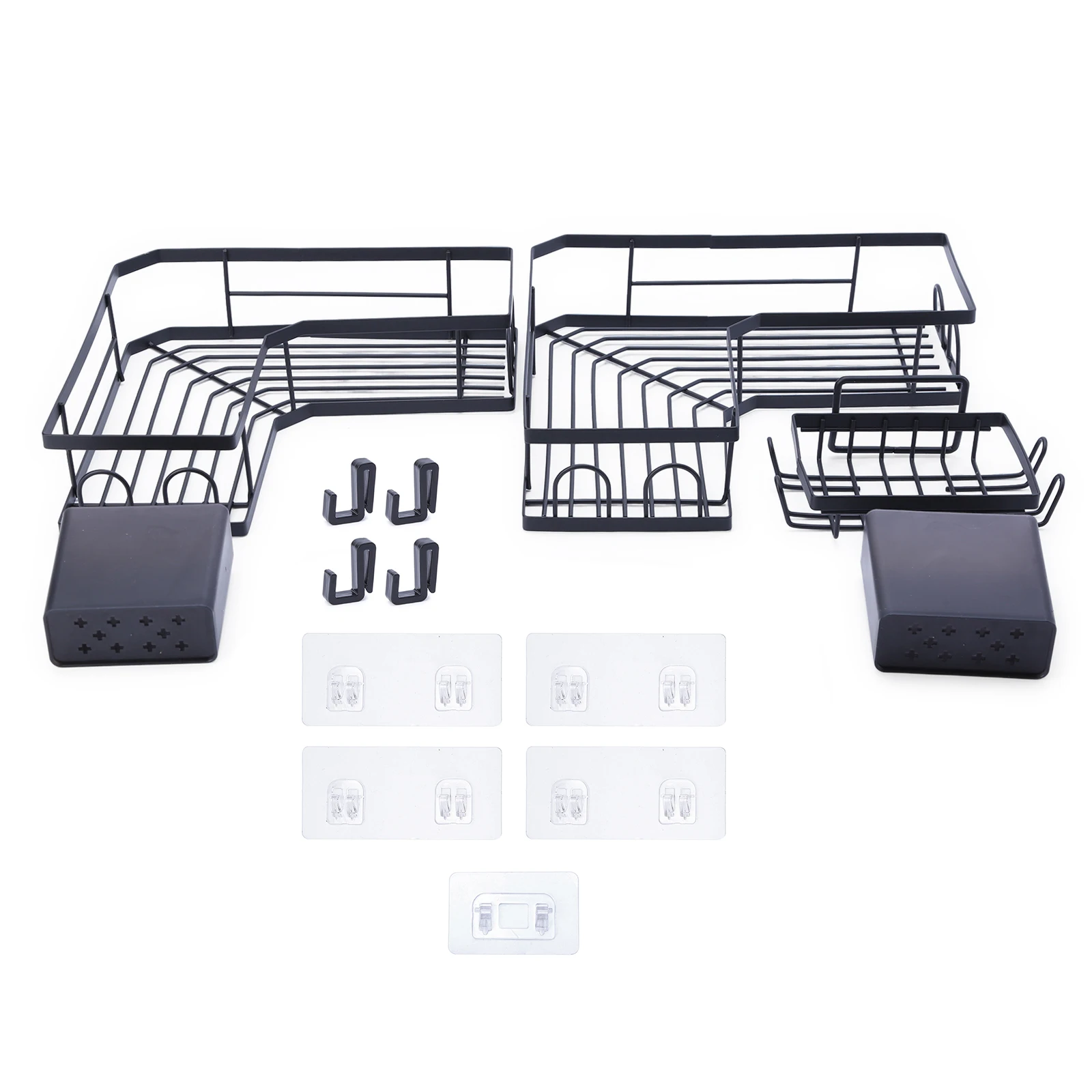 Shower Caddy Corner 3-Pack Adhesive Metal Shower Shelves with Soap Holder No Drilling Shower Organizer Corner for Dorm Renters Bathroom