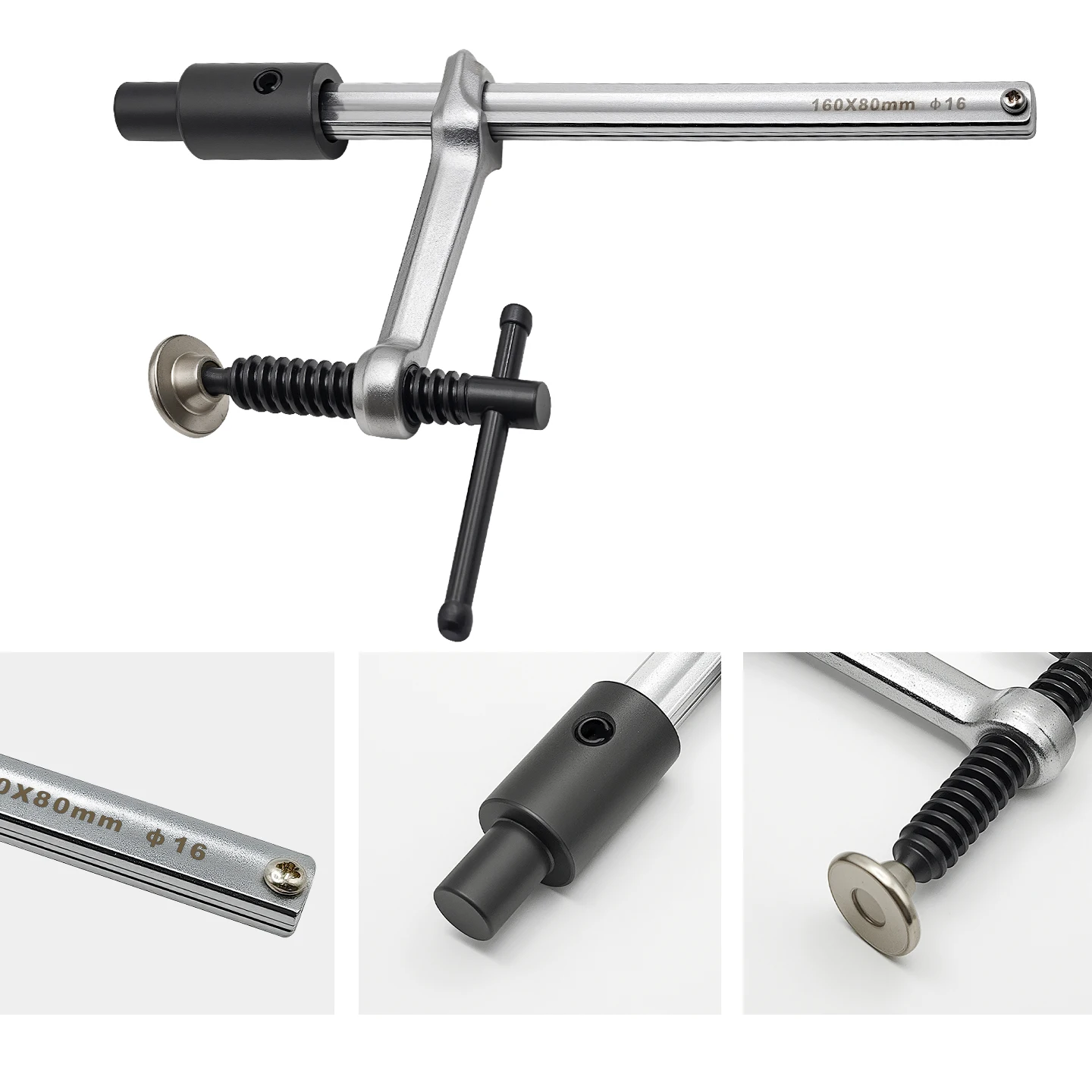 Allsome 2pcs Inserta Clamps, Fits 16 mm Holes, 160mm Capacity, 80mm Throat Depth, 136 kg Clamping Pressure, 16mm x 8mm Rail Size