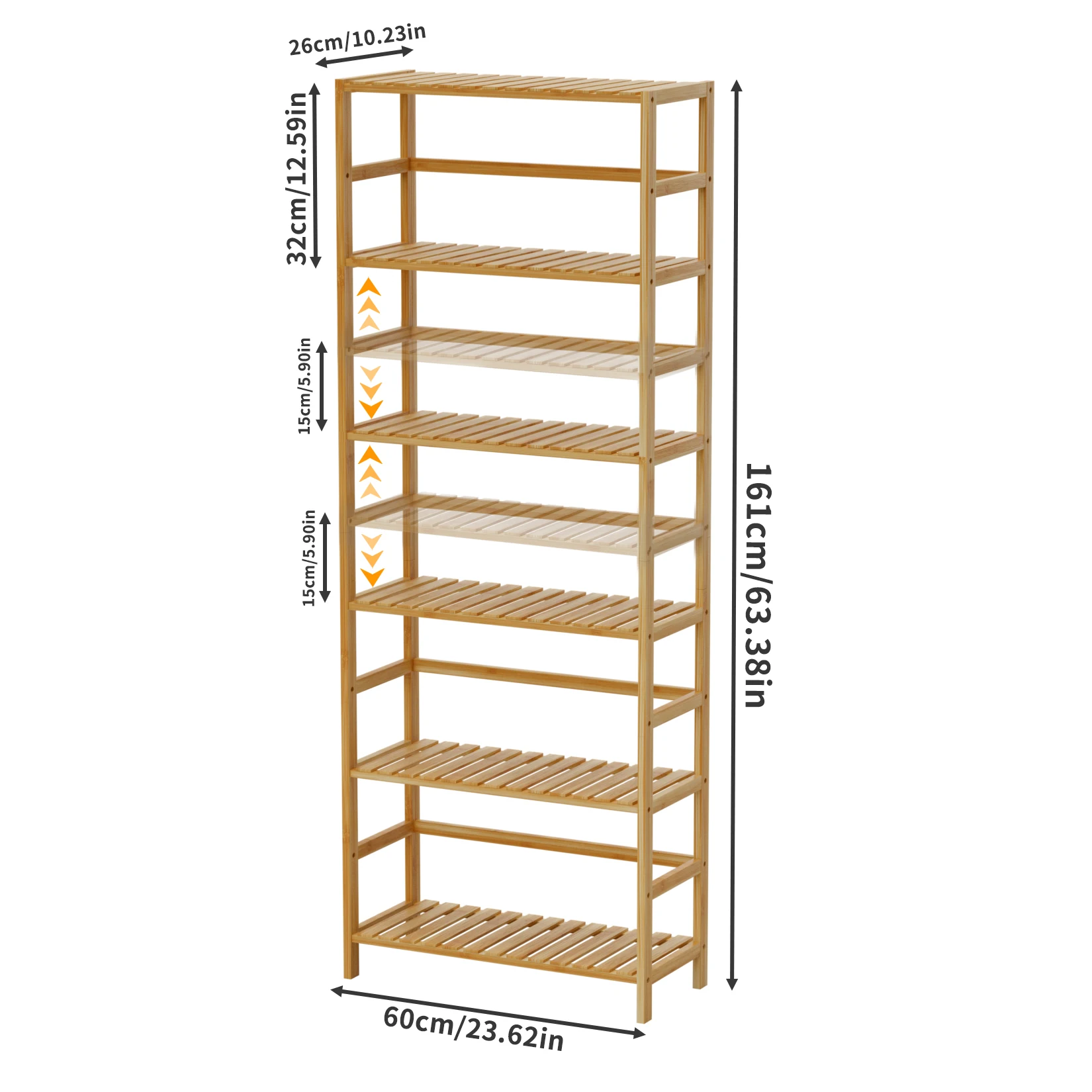 6-Tier Freestanding Bamboo Bookcase Storage Shelf Bathroom Kitchen Organizer Rack