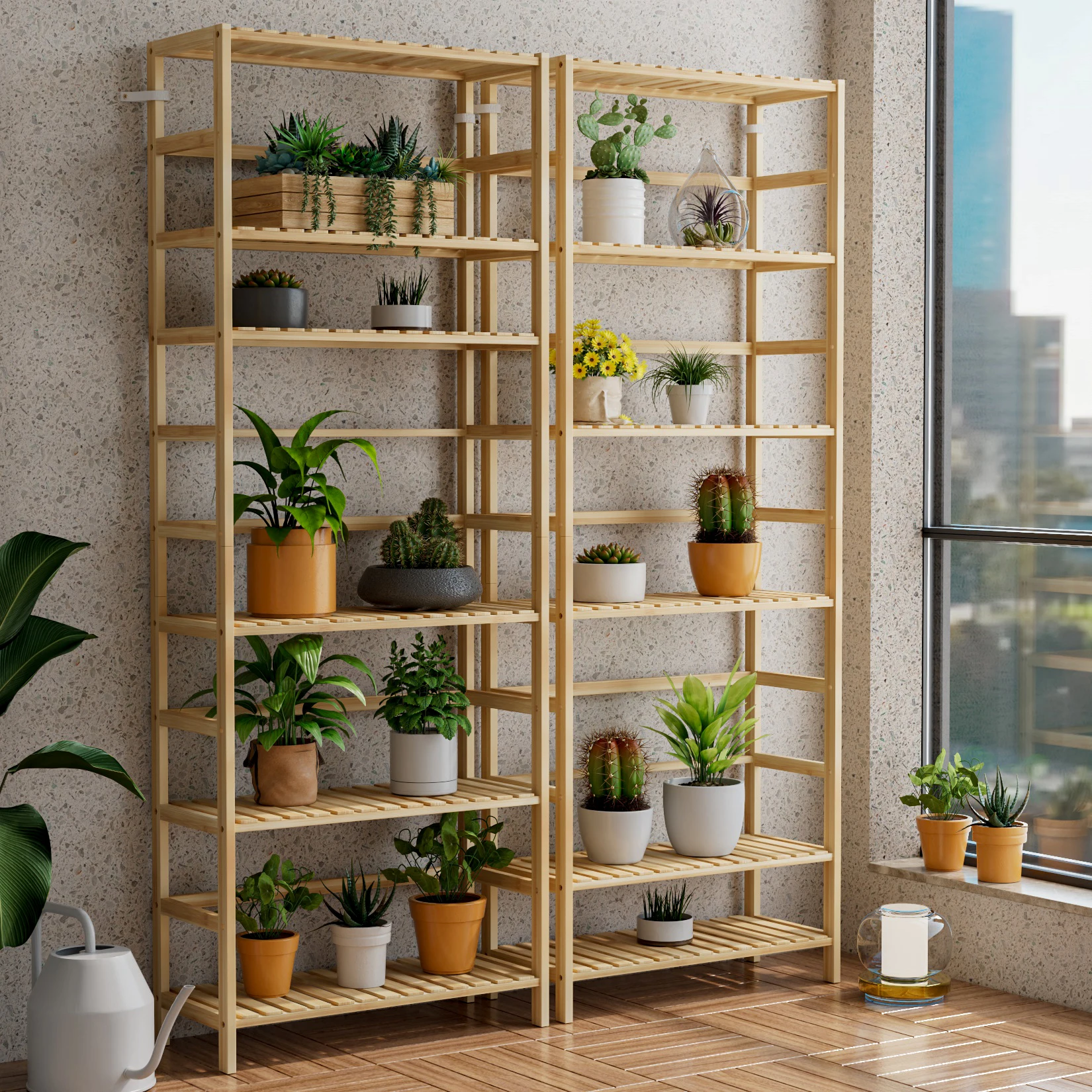 6-Tier Freestanding Bamboo Bookcase Storage Shelf Bathroom Kitchen Organizer Rack