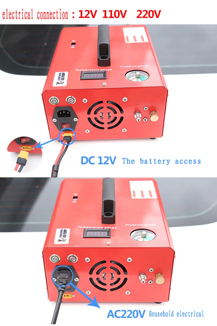 COMbar 4500Psi 300Bar 12V 220V 110V PCP Air Compressor High Pressure Pump Compressor Transformer Pneumatic Airgun Rifle Inflator