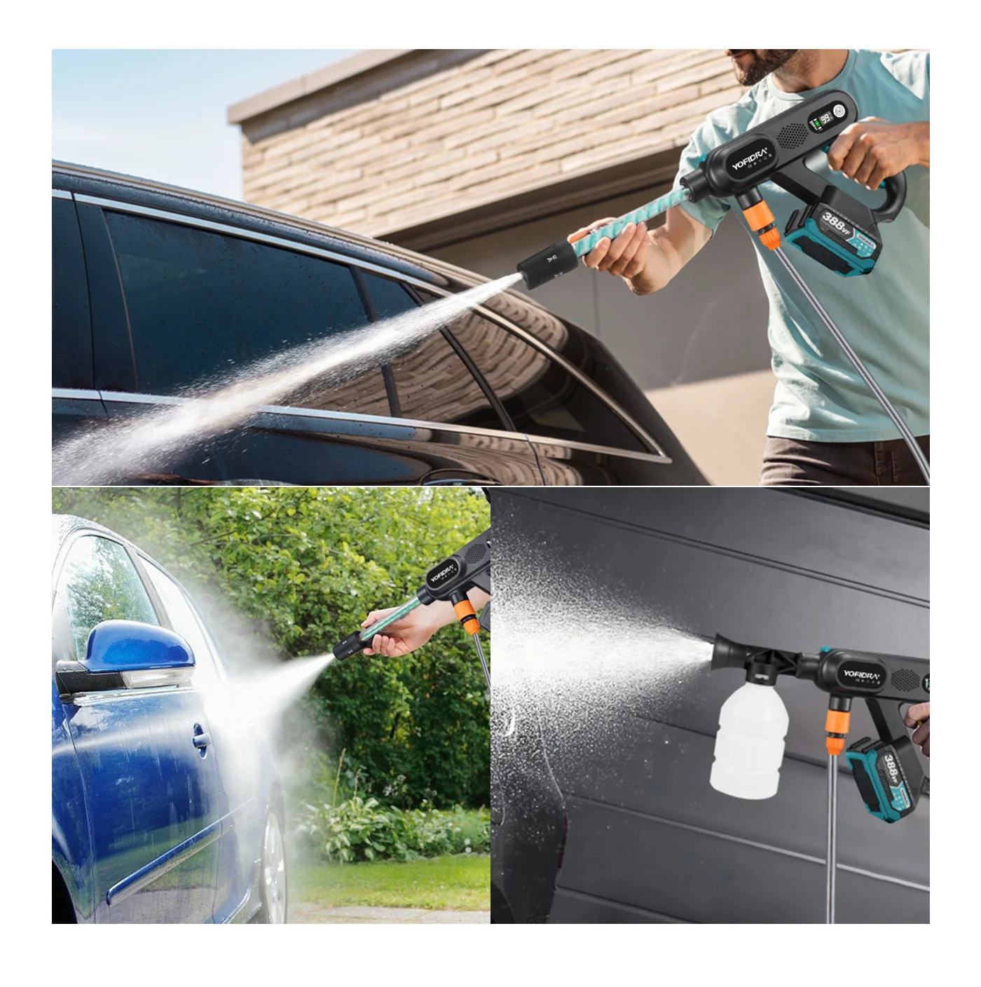 YOFIDRA 220Bar Brushless High Pressure Car Washer Gun 3 Gear Electric Washing Water Wash Spray Gun For Makita 21V Battery Pin