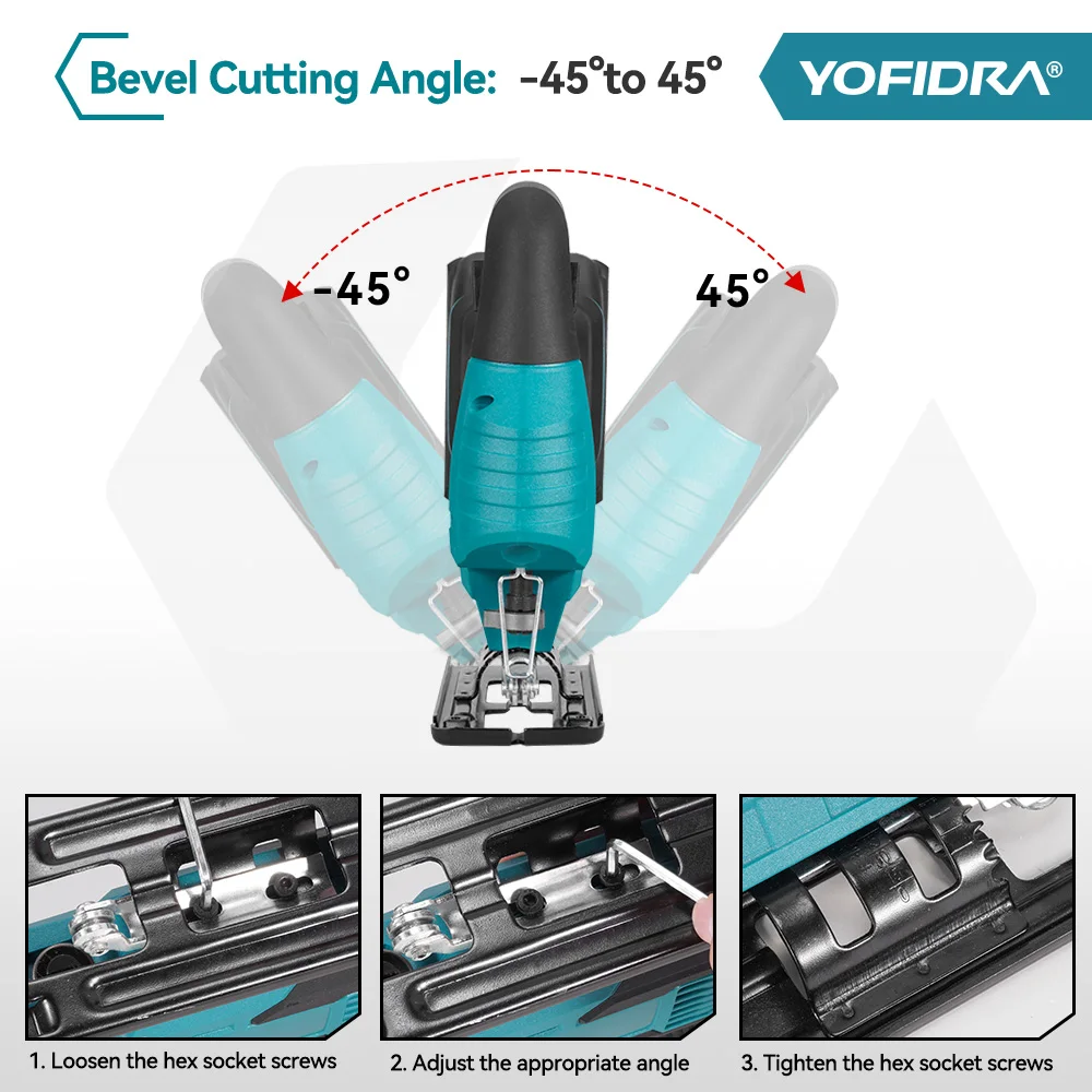 YOFIDRA 3800rpm Brushless Electric Jig Saw Infrared Laser Curve Saw Multi-Function Woodworking Tool For Makita 18V Battery pin