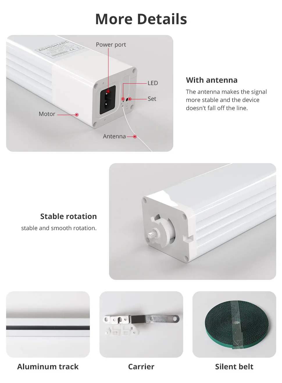 Zemismart Zigbee 3.0 Smart Curtain Track Work with Tuya Zigbee Hub SmartThings Alexa Google Home Assistant Electric Curtains