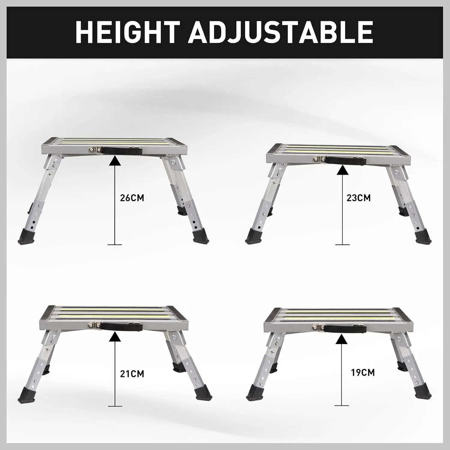 HORUSDY Telescopic Folding Step Stool Aluminium Step Adjustable Hight Platform Caravan 200KG