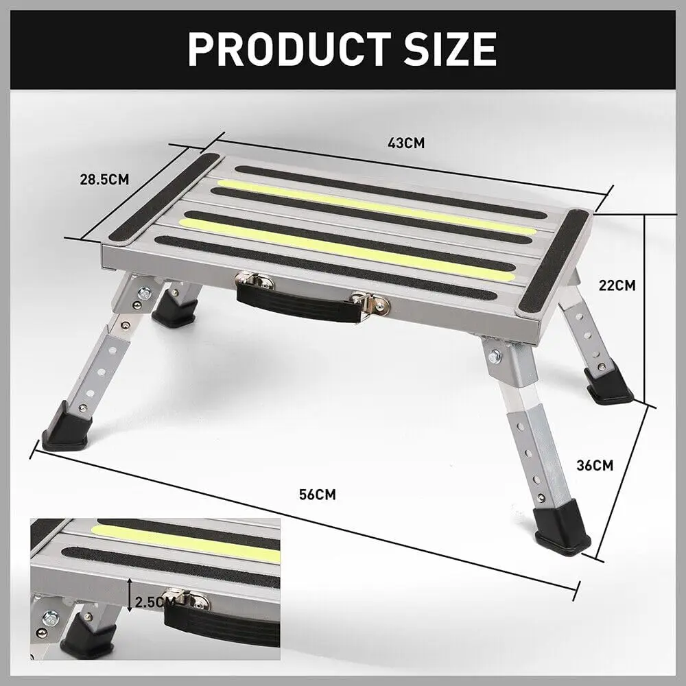 HORUSDY Telescopic Folding Step Stool Aluminium Step Adjustable Hight Platform Caravan 200KG