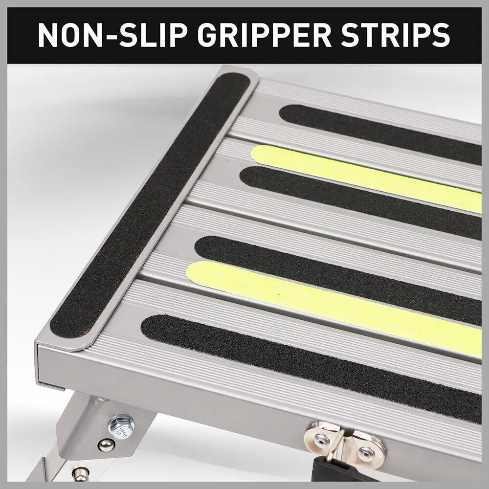HORUSDY Telescopic Folding Step Stool Aluminium Step Adjustable Hight Platform Caravan 200KG