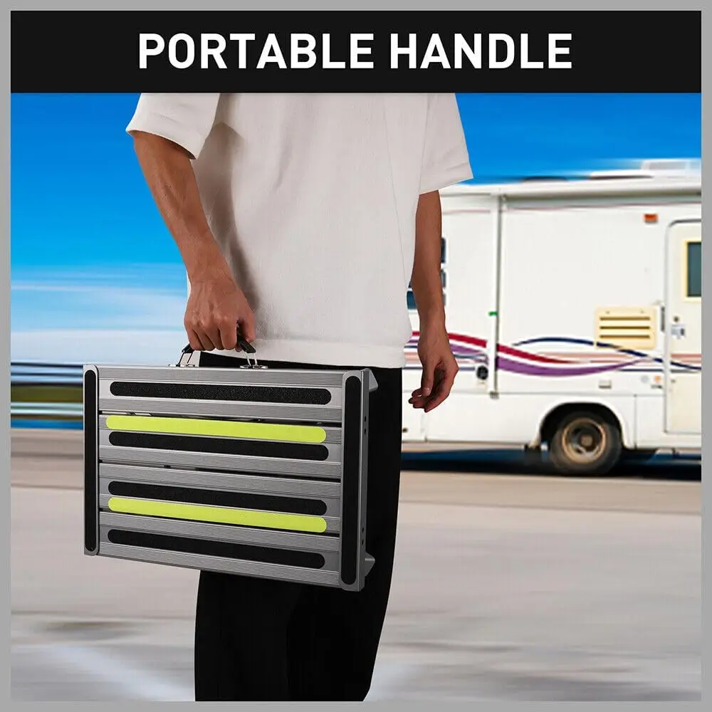 HORUSDY Telescopic Folding Step Stool Aluminium Step Adjustable Hight Platform Caravan 200KG