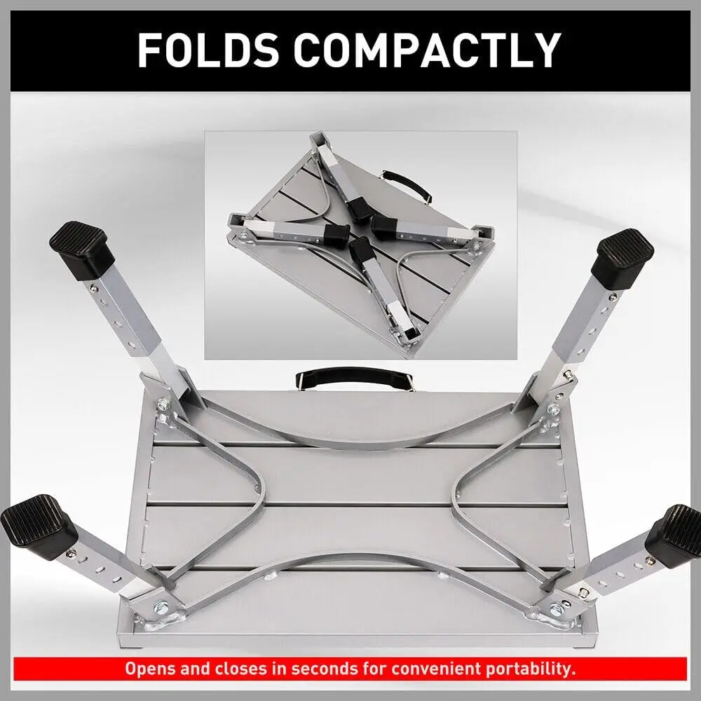 HORUSDY Telescopic Folding Step Stool Aluminium Step Adjustable Hight Platform Caravan 200KG