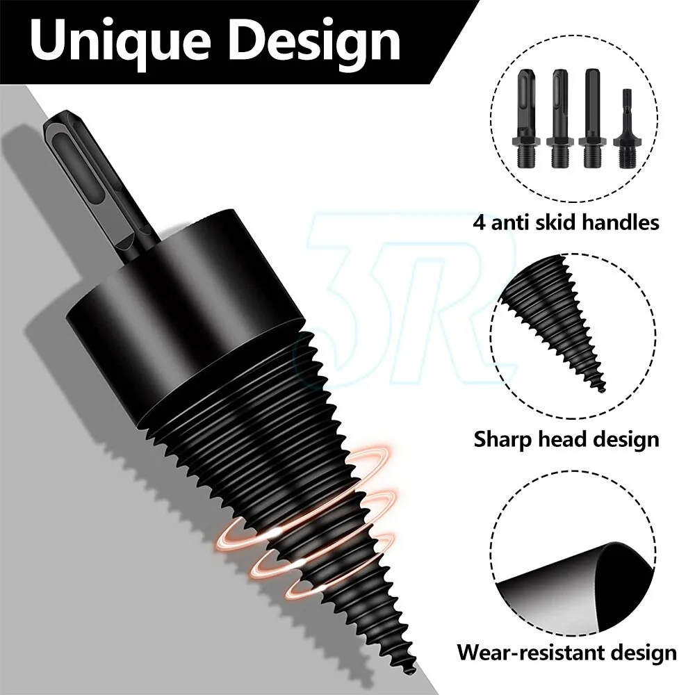 5x High Speed Twist Firewood Drill Bit Wood Splitting Splitter Cone Driver 42mm