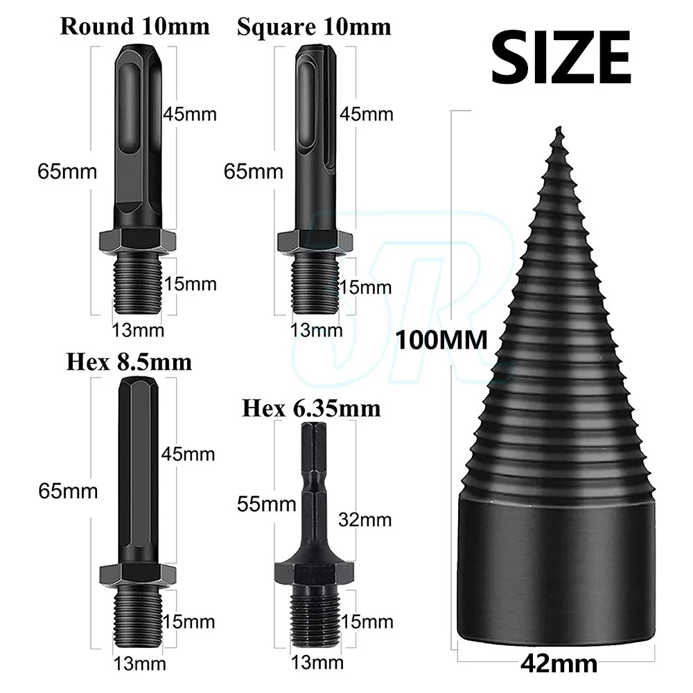5x High Speed Twist Firewood Drill Bit Wood Splitting Splitter Cone Driver 42mm
