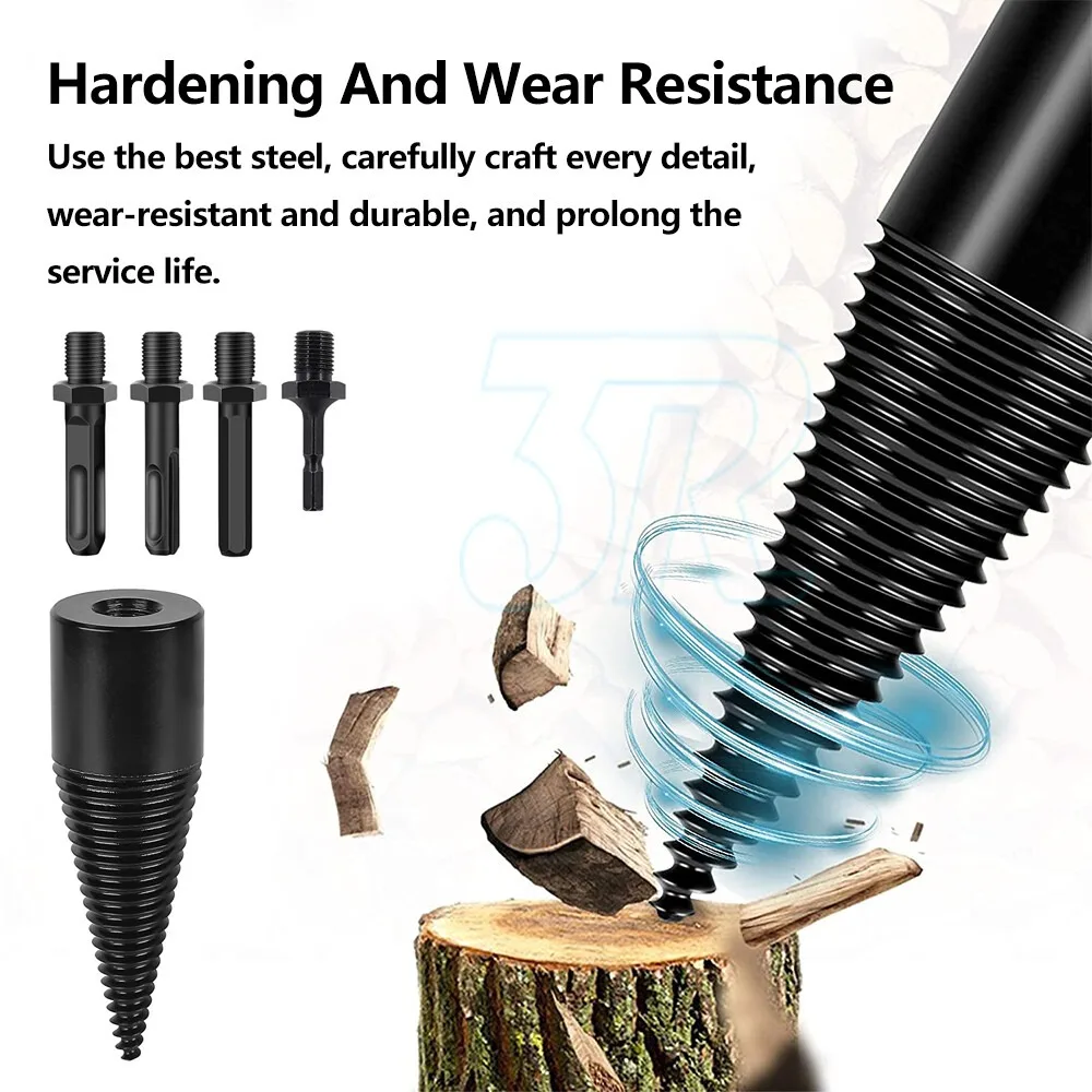 5x High Speed Twist Firewood Drill Bit Wood Splitting Splitter Cone Driver 42mm