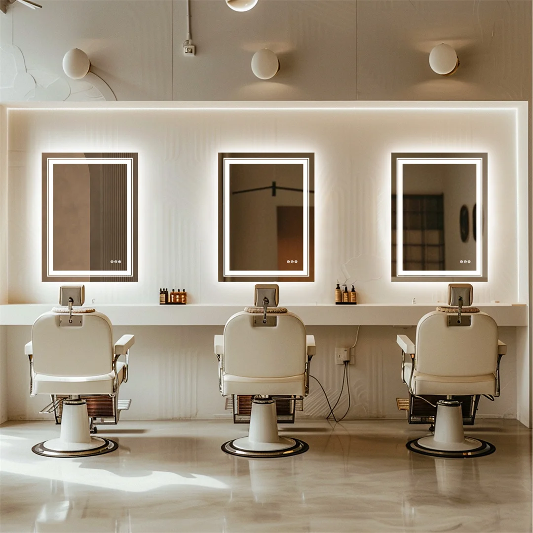 Luxury LED Bathroom Mirror with Double Lights, Dimmable, IP65 Waterproof, Anti-Fog, Crystal Clear Vanity Makeup Mirror