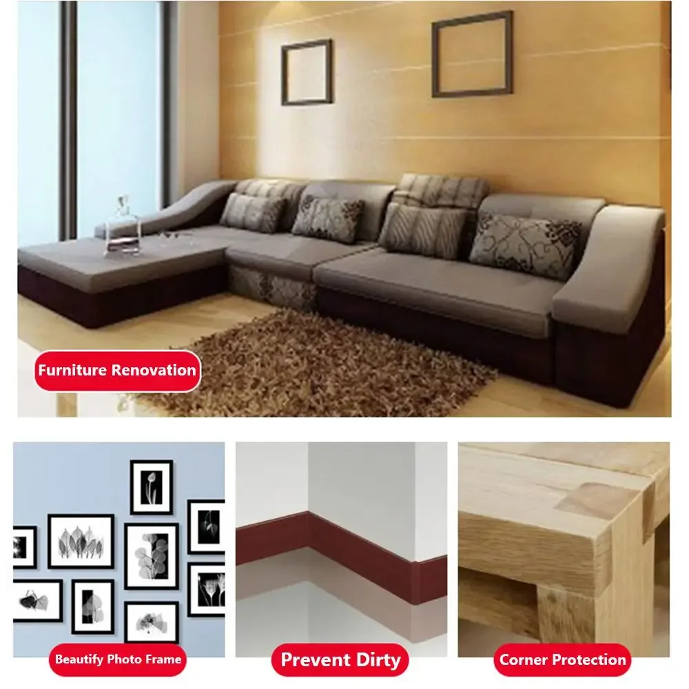 5.7cm/8cm Realistic Wood Grain Repair Adhensive Duct Tape Floor Furniture Renovation Skirting Line Sticker Home Decoration